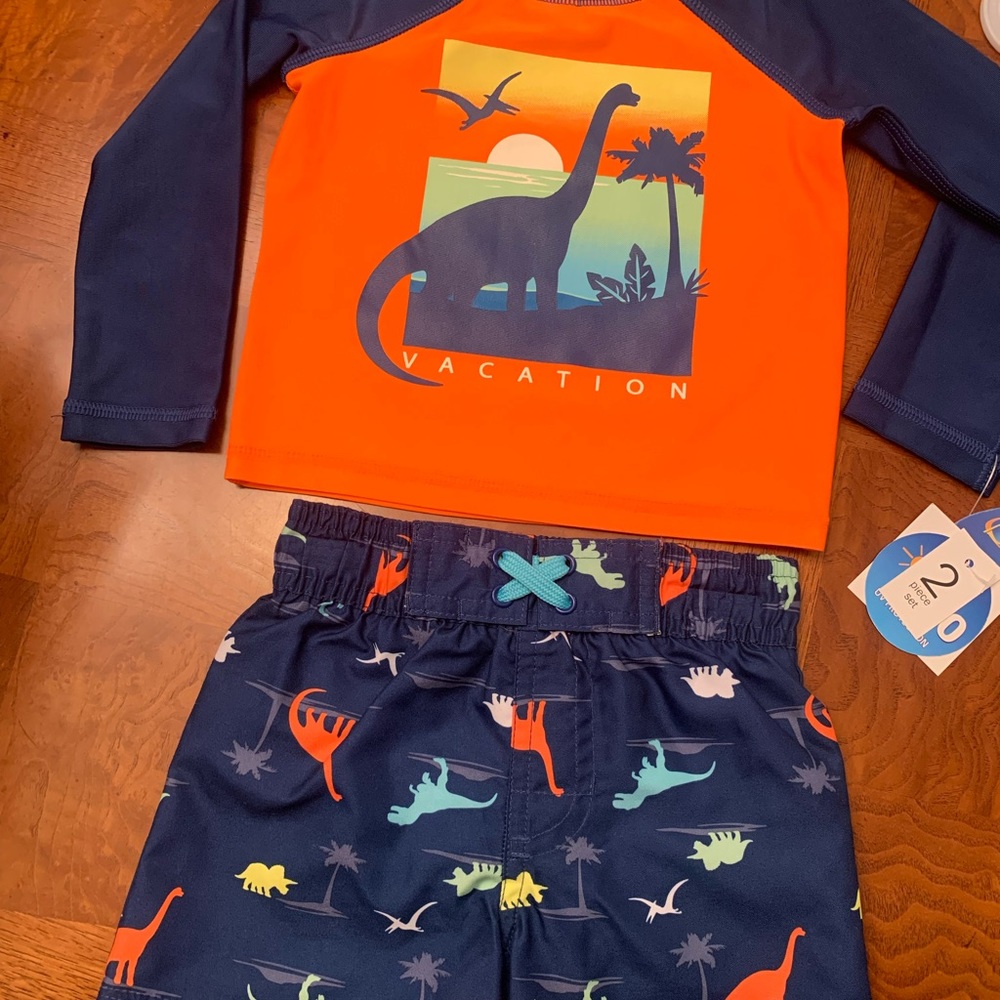 NWT-Infant Boys Wave Zone 2-Piece Swim Shirt & Swim Trunks
